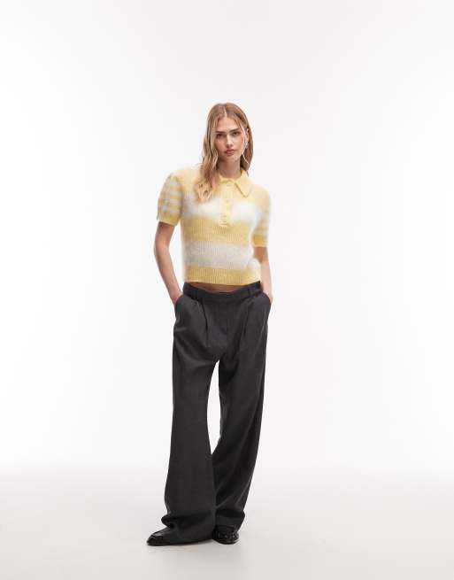 Polo amarillo a rayas de punto Clem de AllSaints, 3 de 4
