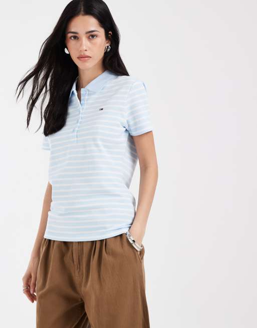 Polo azul a rayas básico de corte slim de Tommy Jeans, 3 de 4