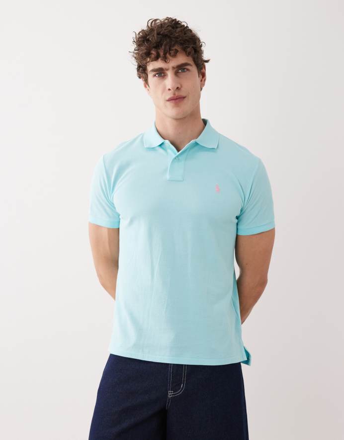 Polo Ralph Lauren Polo azul aguamarina de corte custom slim con logo de icono de piqué