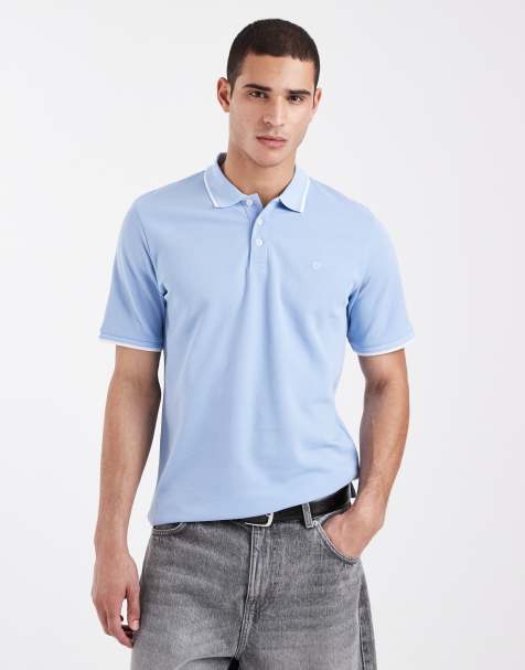 Polo azul claro con ribetes en las solapas de Jack & Jones Premium - view 1