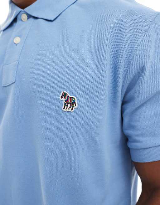 Polo azul claro de manga corta y corte estándar con logo de cebra de PS Paul Smith, 4 de 4
