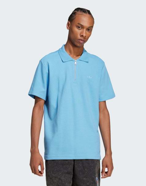 Polo azul claro de punto gofrado Trefoil Essentials de adidas Originals - view 1