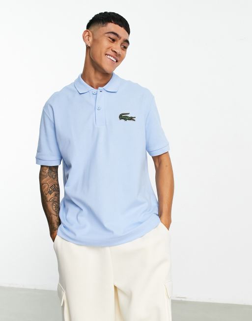 Polos Lacoste Hombre Con Bolsillo Polo Azul Claro Suelto Con Logo