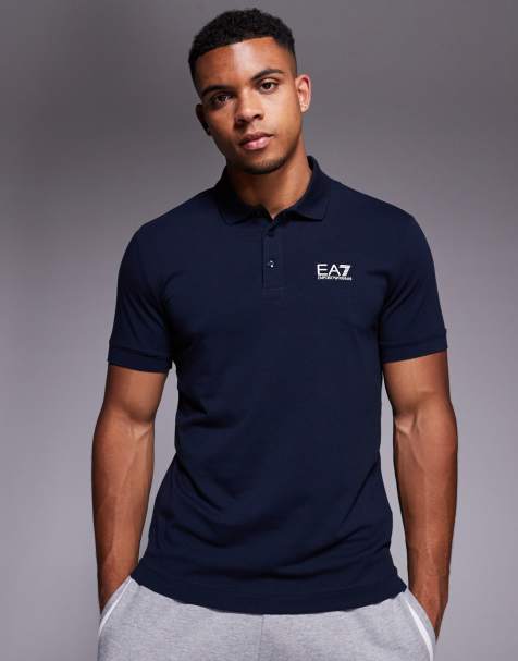 Polo azul con logo Train Core de Armani EA7 - view 1