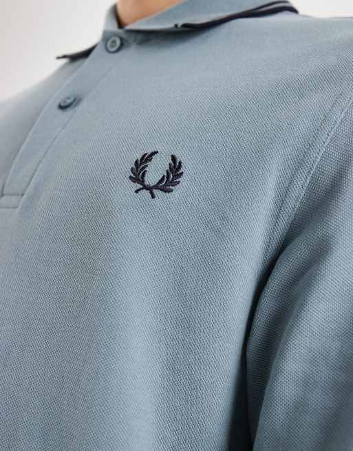 Polo azul de manga larga con ribetes negros de Fred Perry, 5 de 5