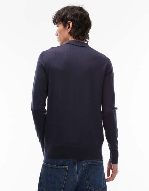 Polo azul de punto de lana de merino de AllSaints, 3 de 5