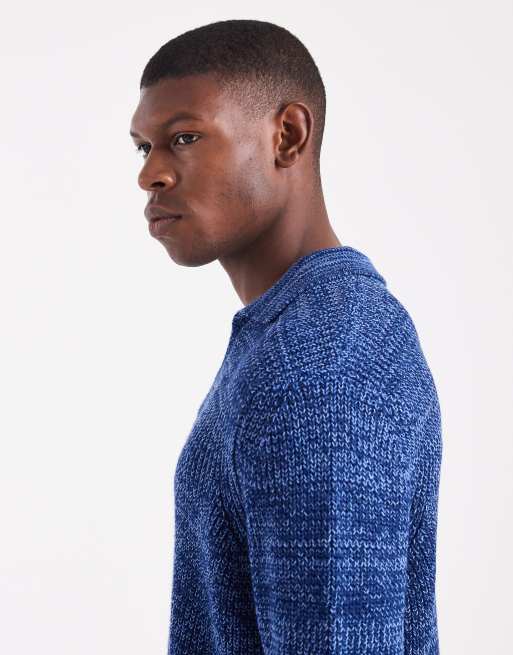 Polo azul holgado con muesca en el cuello de punto de ASOS DESIGN, 4 de 5