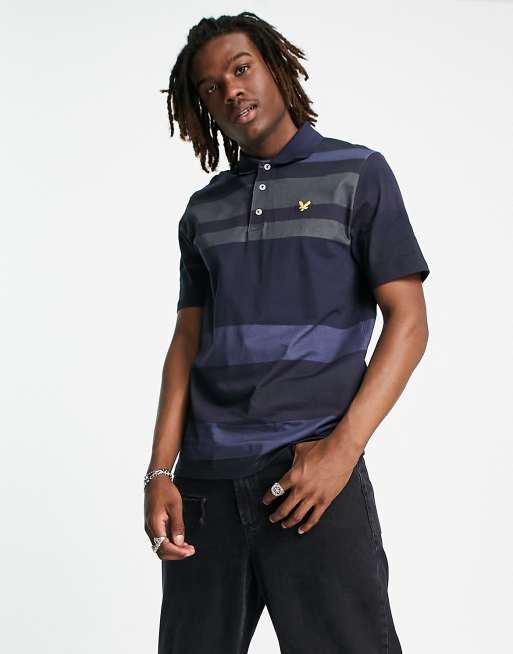 Lyle & Scott Polo de manga larga para hombre, color negro