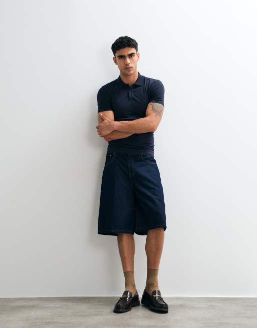 Polo azul marino básico ajustado Essentials de ASOS DESIGN, 3 de 5