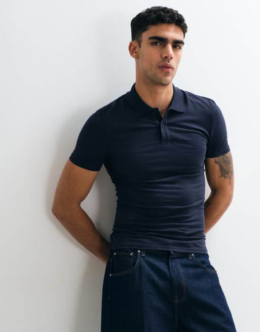 Polo azul marino básico ajustado Essentials de ASOS DESIGN, 4 de 5