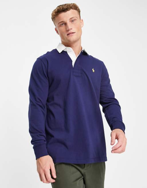 Polo azul marino cl sico estilo rugby de manga larga con logo de Polo Ralph Lauren