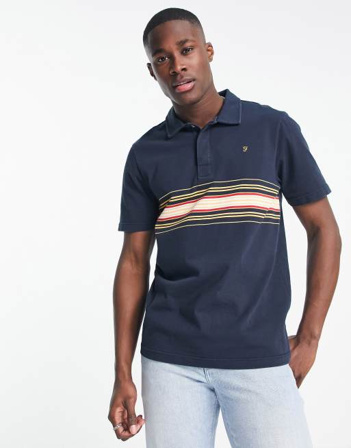 Polo azul marino con diseño de paneles Geno de Farah
