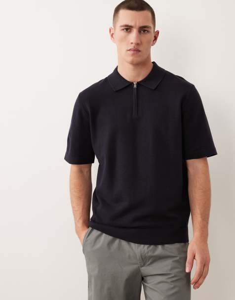 Polo azul marino con media cremallera de punto de Jack & Jones Premium - view 1