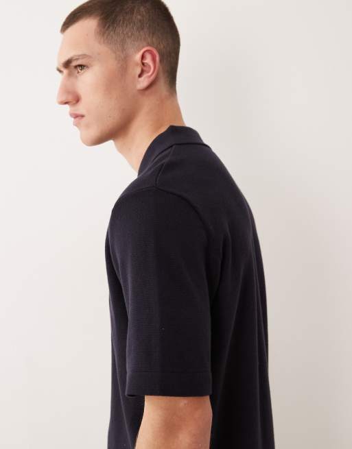 Polo azul marino con media cremallera de punto de Jack & Jones Premium, 4 de 5