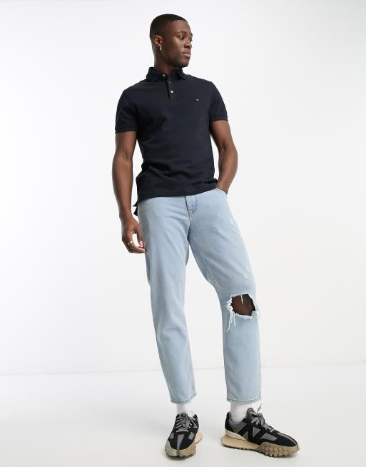 Polo azul marino de corte estándar con logo de piqué 1985 de Tommy Hilfiger, 4 de 4