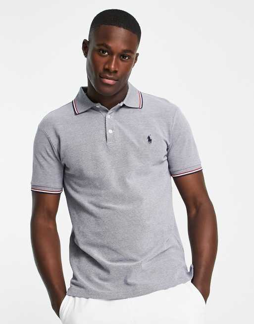 Polo azul marino de corte slim con logo de caballo y ribetes de piqué de Polo Ralph Lauren