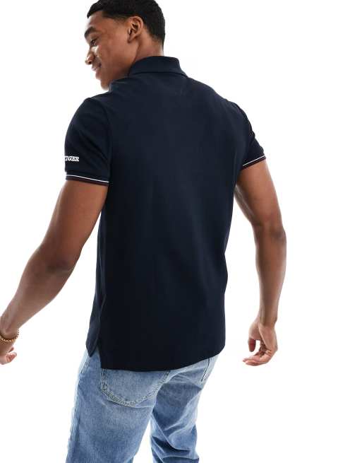 Polo azul marino de corte slim con ribetes de Tommy Hilfiger, 4 de 4