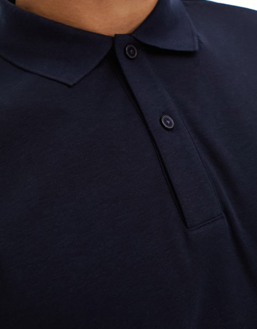 Polo azul marino de corte slim y manga larga de Selected Homme, 2 de 4