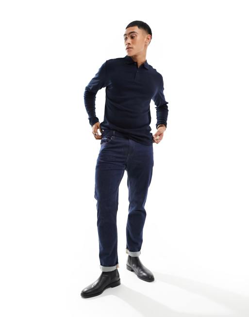 Polo azul marino de corte slim y manga larga de Selected Homme, 4 de 4