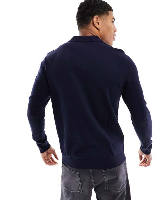 Polo azul marino de manga larga de punto de Selected Homme, 4 de 4
