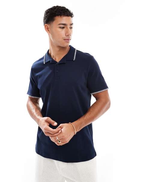 Polo azul marino de tejido rico en algodón de Threadbare - view 1