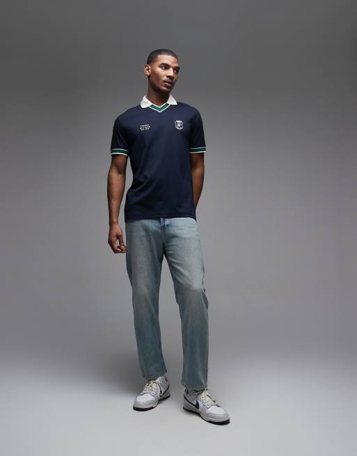 Polo azul marino holgado con cuello de pico de piqué de Tommy Hilfiger, 2 de 5