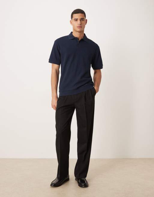 Polo azul marino holgado de tejido grueso suave de ASOS DESIGN, 2 de 5