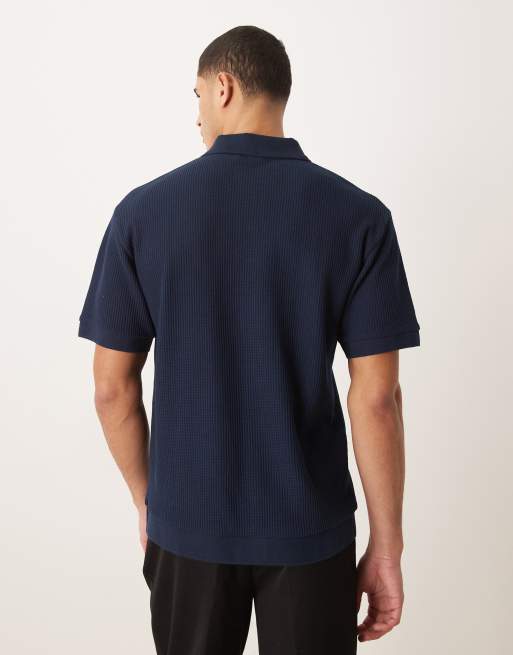 Polo azul marino holgado de tejido grueso suave de ASOS DESIGN, 3 de 5