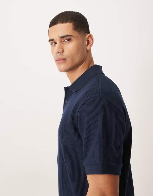Polo azul marino holgado de tejido grueso suave de ASOS DESIGN, 4 de 5