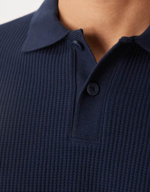Polo azul marino holgado de tejido grueso suave de ASOS DESIGN, 5 de 5