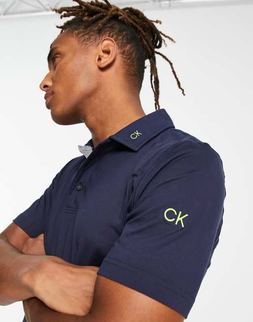 Polo azul marino y amarillo cítrico de Calvin Klein Golf, 4 de 4