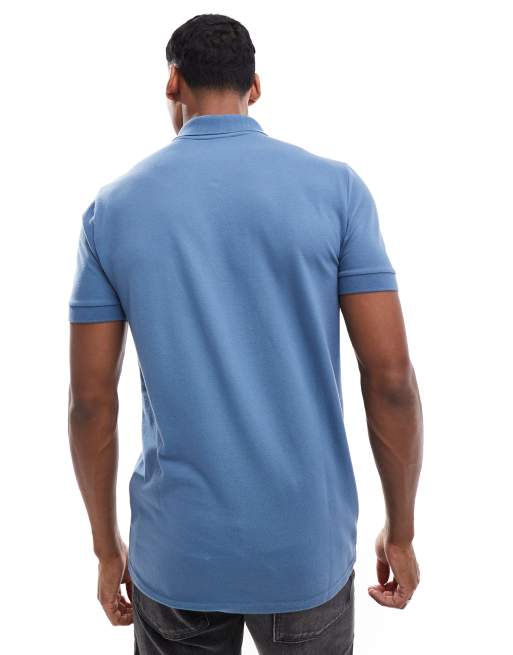 Polo azul medio con logo de piqué Icon de Hollister, 4 de 4
