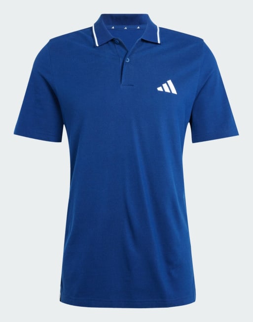 Polo azul oscuro y blanco básico con detalle de 3 rayas de piqué Essentials de adidas Performance, 2 de 4