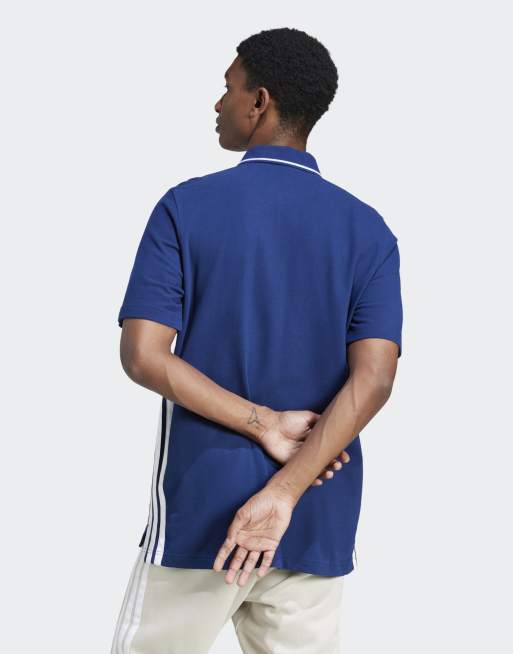 Polo azul oscuro y blanco básico con detalle de 3 rayas de piqué Essentials de adidas Performance, 3 de 4