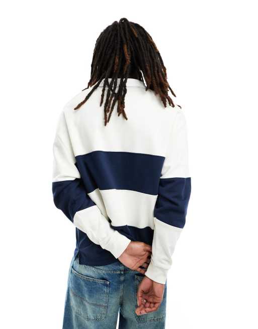 Polo azul y blanco de estilo rugby con diseño color block de ASOS DESIGN, 2 de 4