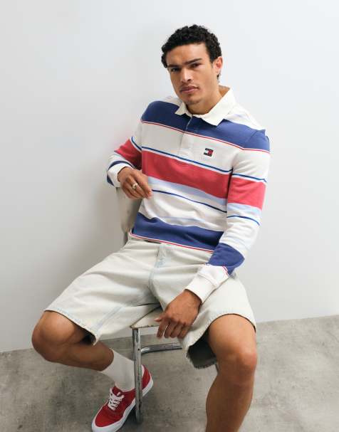 Polo azul y rojo a rayas holgado de estilo rugby de Tommy Jeans - view 1