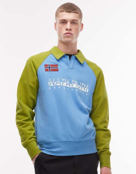 Polo azul y verde de manga larga con logo de Napapijri - view 1