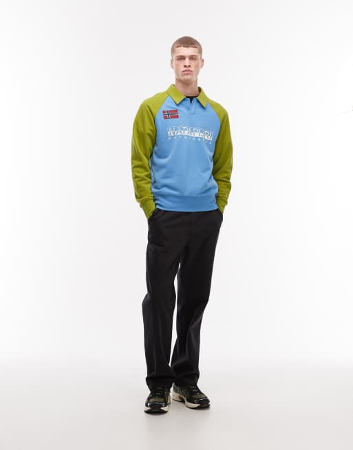 Polo azul y verde de manga larga con logo de Napapijri, 2 de 5