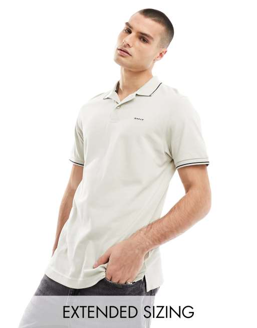 Polo beis con logo y ribetes de piqué de GANT