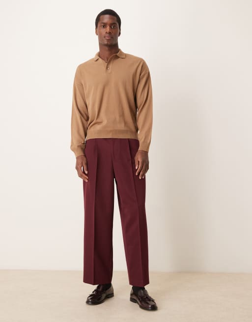 Polo beis de corte cuadrado holgado y manga larga de punto de ASOS DESIGN, 2 de 4