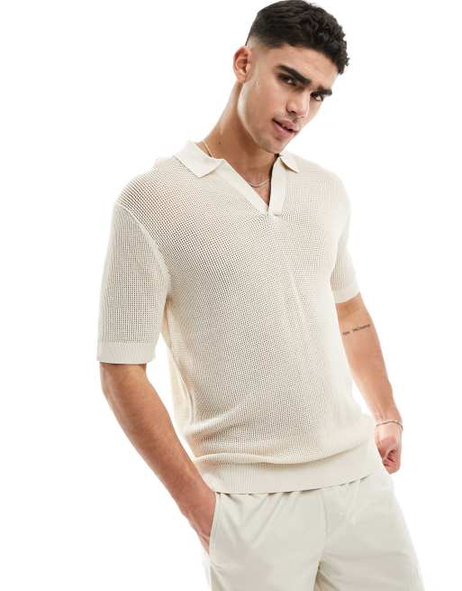 Polo beis de punto calado Lifestyle de Calvin Klein
