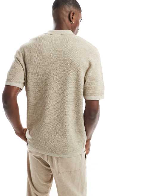 Polo beis de punto texturizado de Jack & Jones, 4 de 4