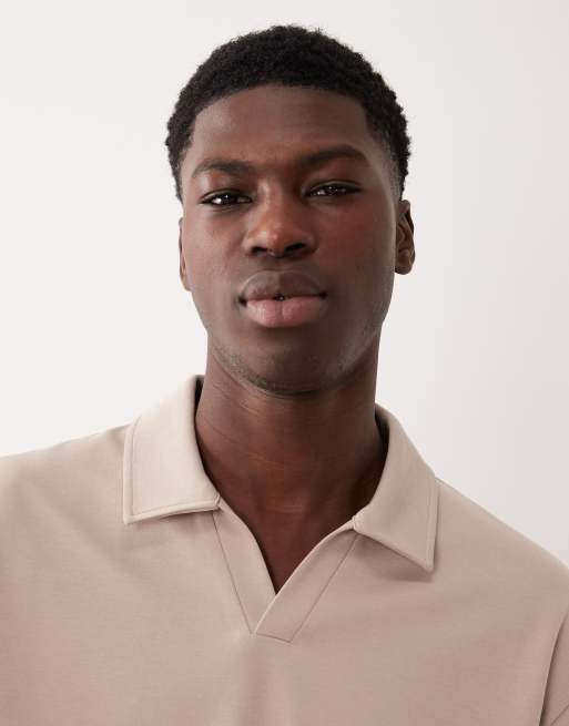 Polo beis holgado de manga larga con cuello de solapas de tejido grueso suave de ASOS DESIGN, 5 de 5