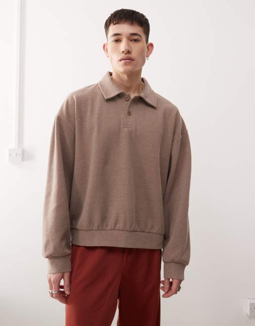 Polo beis holgado de tejido suave de Reclaimed Vintage