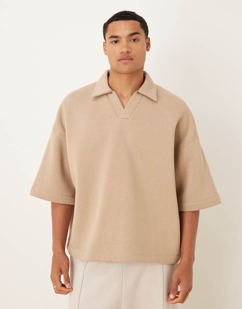 Polo beis ultragrande con mangas tres cuartos de ASOS DESIGN - view 1