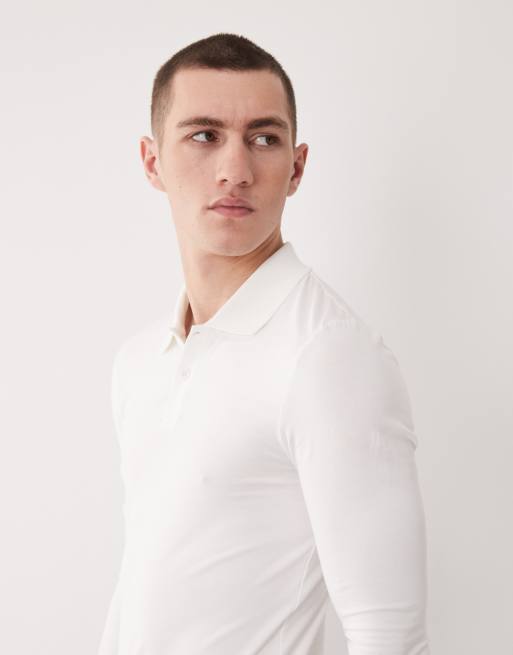 Polo blanco ajustado de manga larga Essentials de ASOS DESIGN, 4 de 5