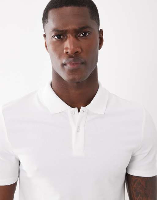 Polo blanco básico ajustado de piqué de ASOS DESIGN, 2 de 5