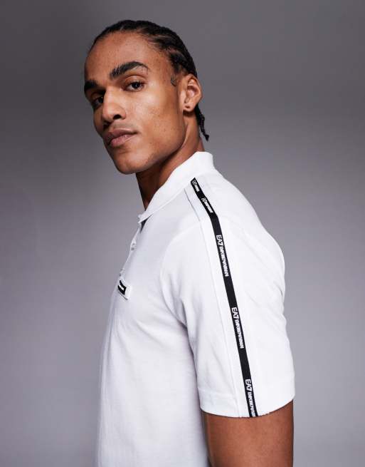 Polo blanco con cinta del logo en contraste de Armani EA7 , 5 de 5