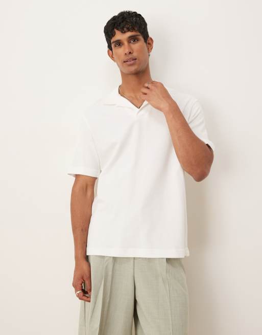 Polo blanco con cuello de solapas de Mango