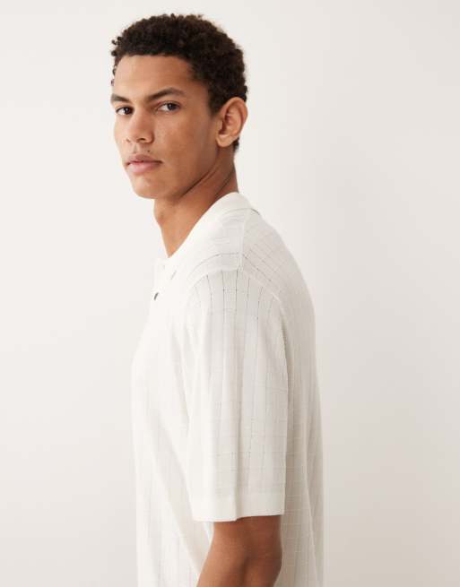 Polo blanco con patrón cuadriculado texturizado de punto de Jack & Jones, 4 de 5